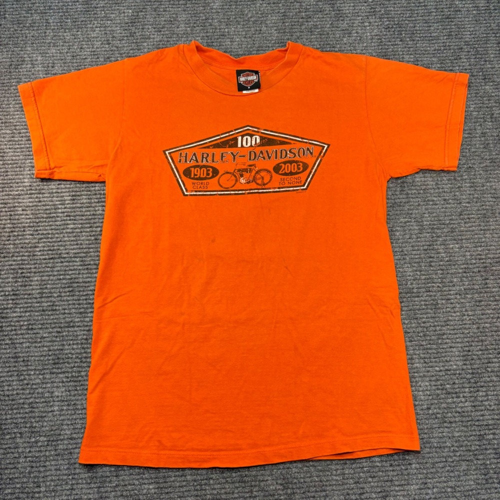 Vintage‎ Harley Davidson 100th Anniversary Shirt Mens Medium Orange Knoxville TN
